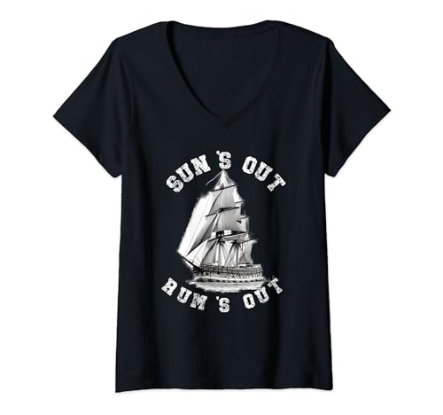 Sun's Out Rum's Out Sailing Ship Nautical Drinking Time è il design perfetto per coloro che amano stare sull'acqua e versare una bevanda quando il sole è sopra il campo del cortile. Indossalo sul lago, sull'oceano, durante una crociera o ti dirigi lungo il fiume.