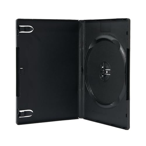 Maxtek 5 Pack Standard 14mm Black Signle Disc CD DVD Blu-Ray Disc Cases with Outter Clear Sleeve