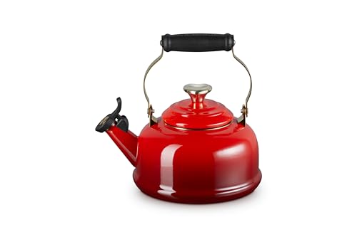 Image of Le Creuset Enamel on Steel Whistling Tea Kettle, 1.7 Qt., Cerise /Heart Knob