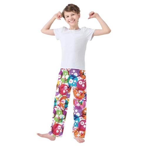 ZZXXB Watercolor Skeleton Boys Long Pants Soft Trousers Elastic Waist Kids Lounge Bottoms with Pockets S-XL2
