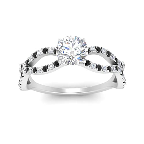 Image of 55Carat Choose Your Gemstone Pave Split Wave Diamond CZ Ring Sterling Silver Round Shape Split Shank Engagement Ring Everyday Jewelry Wedding Jewelry Handmade Gifts for Wife US Size 4 to 12
