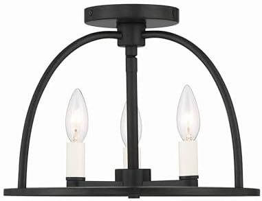 Crystorama Abbott 3 Light Black Semi Flush Mount