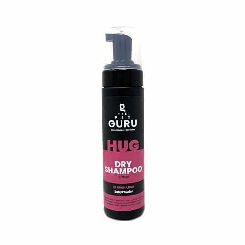 The Pet Guru - Shampooing naturel sec sans eau pour chien, 200 ml. HUG - Parfum rajeunissant en poudre fraîche pour bébé - Toilettage sans eau pour chien