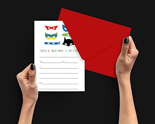 Paper Clever Party Superhero Invitations With Envelopes Pack Of 15 – Personalize Blank Invites For Boys Birthday Superheroes Baby Shower - Mask And Cape Theme Event – Printed 4X6 Size Card Set Diy #TOP1