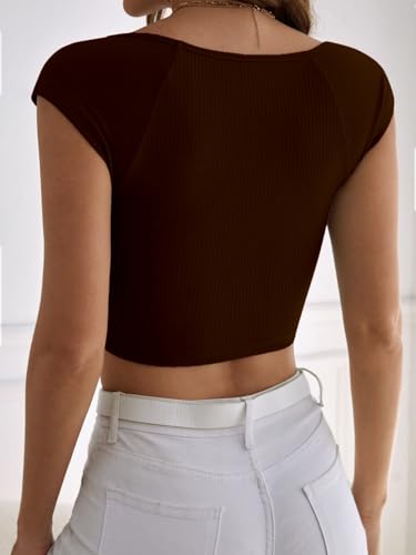 Image of Aahwan Women's Polyester Fitted Royal Solid Square Neck Rib-Knit Form Tee Top (KV-294)
