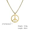 VASSAGO Hippie Style Peace Sign Necklace Peace Sign Pendant Necklace Peace Symbol Jewelry Stainless Steel 1960s 1970s Hippie Party Dressing Accessories Necklaces for Men Women (gold) #5