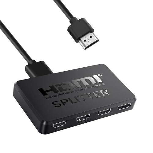 NEWCARE HDMI Splitter 1 in 4 Out, 4K HDMI Splitter 1 in 4 Out Gleichzeitig, HDMI Verteiler 1 in4 Out Full HD HDTV Blu-Ray DVD, Fire Stick