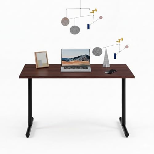 Image of Solid Sheesham Wood Table Top with Iron Frame Study Table | Wooden Working Desk for Study Room | Office | Library | Living Room | Kids Room | Finish Color - Natural Teak Finish |