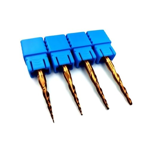 Image of 4pcs /Package Assorted R0.25 & R0.5 & R0.75 & R1.0 with 1 /8 inch (3.175mm) Shank HRC55 2Flutes Tungsten Solid Carbide Tapered Ball Nose End Mill (4pcs, R0.25+R0.5+R0.75+R1.0)