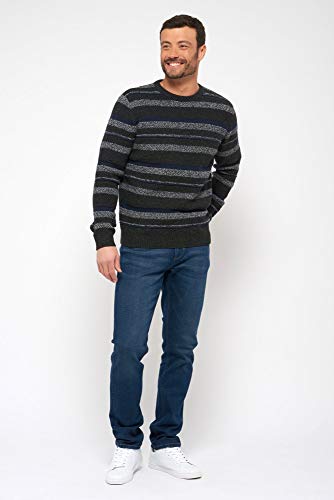 Main Road 650 Pull Homme Taille XL (extralarge) : Pull col Rond rayé. Pull tricoté Gris Clair, foncé et Bleu Marine - écoresponsable : Fibres 100% recyclées Cover