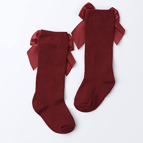 Kids Baby Girls Cotton Uniform Knee High Socks Tube Ruffled Bow Stockings for Infant Toddlers2