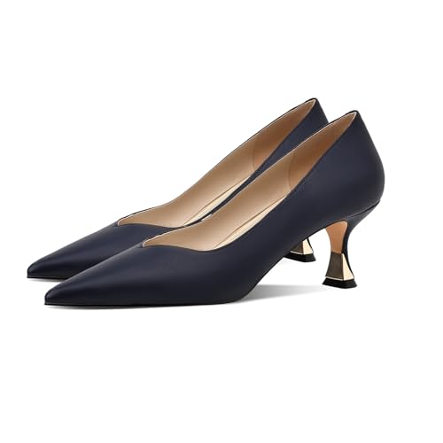 Image of Women Low Kitten Heels Women's Dressy Pumps Pointed Closed Toe Elegant Wedding Pumps Formal Work Office Comfortable Shoes Classic Pumps for Women