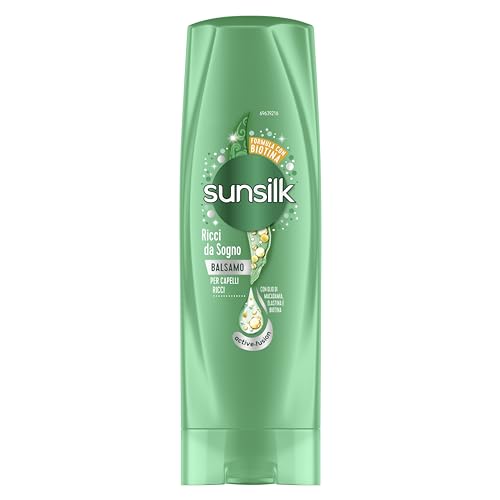 Sunsilk, Balsamo Ricci da Sogno, Balsamo per Capelli Ricci Definiti ed Elastici, Formula Active Fusion Arricchita con Olio di Macadamia, Elastina e Biotina per Capelli Visibilmente Sani, 200ml