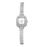 腕時計 レディース 可愛い キラキラ スクエア時計: ダイヤ アナログ 防水 アンティーク オシャレ 合金ベルト 四角い時計 ファッション アクセサリー - 誕生日 記念日 バレンタインデー クリスマス プレゼント