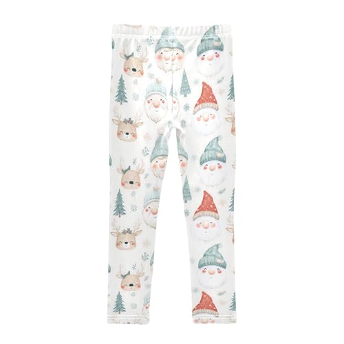Girls' Athletic Leggings Ankle Length Yoga Dance Pants Kids Teen 4T Christmas Fairy Face Deer Face2