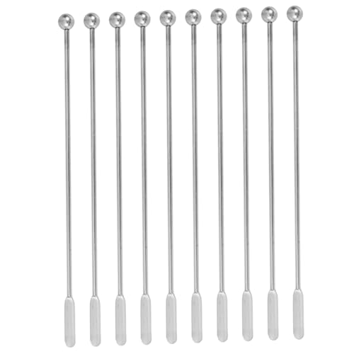 PHENOFICE 10pcs Stainless Steel Cocktail Stirring Spoons Bartender Mixing Utensils for Drinks Juices and Cocktails for Home Bars and Coffee Shops