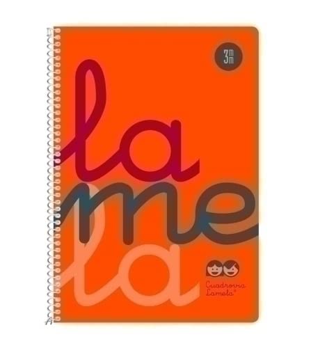 Cuaderno Espiral LAMELA Fluor, 4º 80 Hojas Cuadro 3 mm. Tapa Plástico (Naranja)