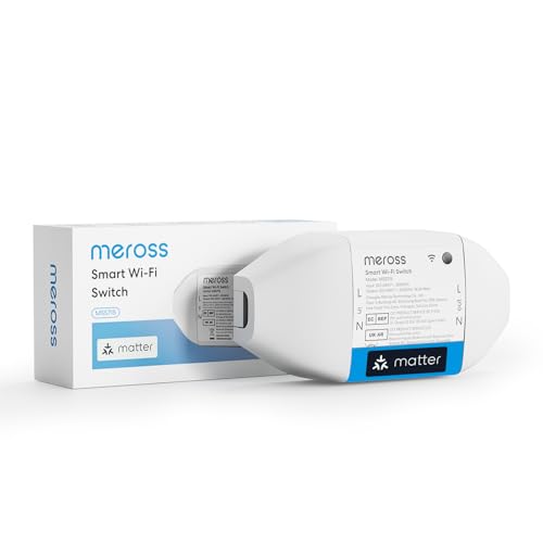 Meross Interruttore WiFi Matter, 16A Smart Switch con Matter Simple Setup (MSS) e Monitoraggio Energetico, Interruttore Intelligente Universale Compatibile con Apple Home, Alexa e Google Home