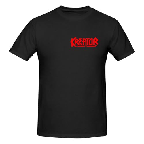 Kreators T Shirt Crew Fashion Neck Casual Top Basic Short Sleeve Shirt Black Medium