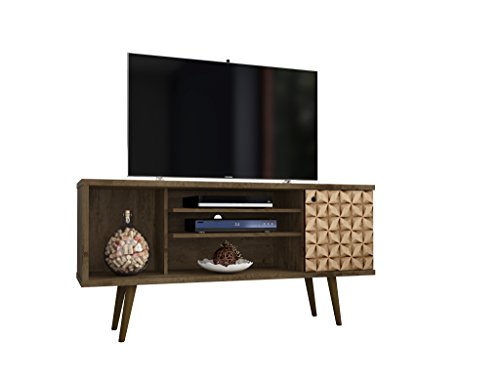 Manhattan Comfort Liberty Mid-Century Modern Living Room TV Stand, Small, Brown/3D Print