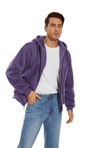 Image of SWISSWELL Men Zip Up Hoodies Sherpa Lined Jacket Heavyweight Fleece Sweatshirt Winter Warm Hooded Coat