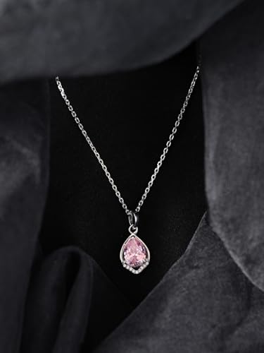 Image of Clara 925 Silver Jino Pink Solitaire Pendant Earrings Chain Ring for Women