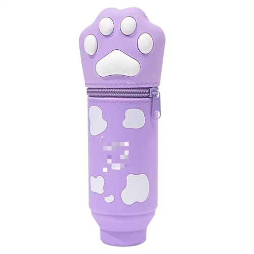 Astuccio per matite grazioso astuccio a forma di di gatto grande capacità organizer per cancelleria multiuso per articoli scolastici Refer to description unisex silicone viola
