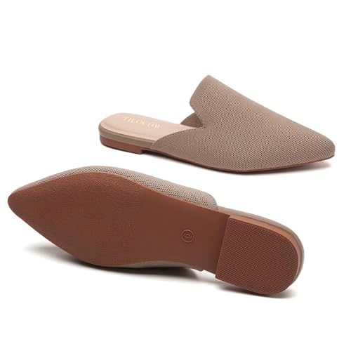 Image of Tilocow Knit Mules Office Slip on Loafers Business Casual Flats for Women