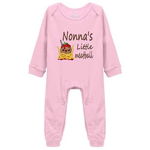 Nonna's Little Meatball Letter Print Bodysuits Long Sleeve Baby Unisex Bodysuit