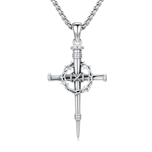 Collier croix d'épines argent anti-ternissement : bijou chrétien durable