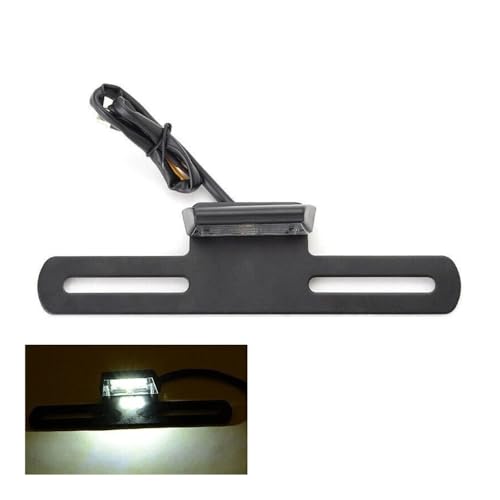 Feu arrière moto LED universel avec support de plaque d'immatriculation noir