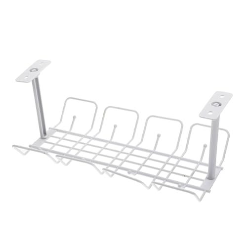 UKCOCO Canasta de almacenamiento para cables bajo escritorio Gris, estante colgante organizador de cables para oficina, cocina y dormitorio, gestión fácil de cableado miniatura 1