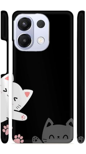 Image of White Grey Kitties Designer Printed Hard Back Cover for Oppo K13 5G Attractive and Uniquely Crafted Smartphone Case