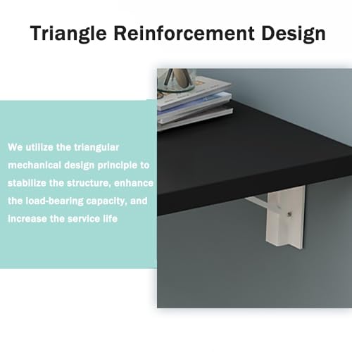 Bureau Flottant Pliable Blanc - Table Murale Rabattable pour Petits Espaces - 6