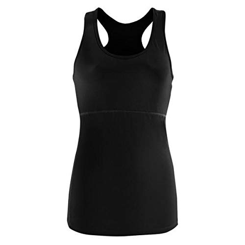 Women Sports Vest Yoga Fitness Running T-Shirt Top Black S| Sports Equipment | Training Gear