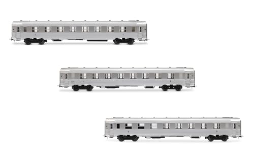 Jouef HJ4174 SNCF, 3-Unit Pack Short DEV INOX Coaches (A8myfi 1st cl., A3B5myfi 1st/2nd cl., B5smyfi bar), ep. IIIA, Coach Rolling Stock