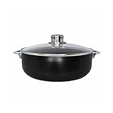 IMUSA 4.4Qt Bistro Ceramic Nonstick Caldero/Dutch Oven with Glass Lid, Black