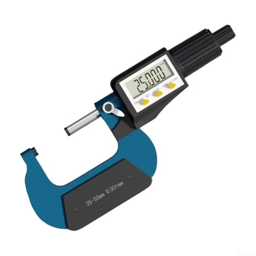 Micrómetro digital, precisión de 0.001 mm de doble función de grosor de pared y herramienta de medición, pantalla de fácil lectura con conversión métrica (0-25)