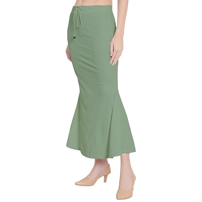 Image of Saree Shapewear Petticoat for Women Cotton Blended Lycra Shaper Petticoat with Elastic & Lace (Drawstring) Long Under Skirt Fishcut Wrinkle Free Shapewear