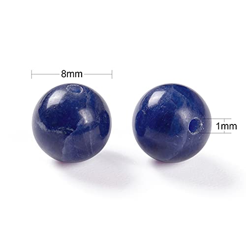 BEEFLYING 100 Pcs 8mm Natural Sodalite Beads Blue Natural Round Loose Beads with Big Aperture for Jewelry Bracelet Earring Making - Image 2