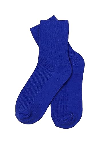 SHENHE Womens Ribbed Knit Cushioned Athletic Running Mid Calf Crew Socks Royal Blue one-size