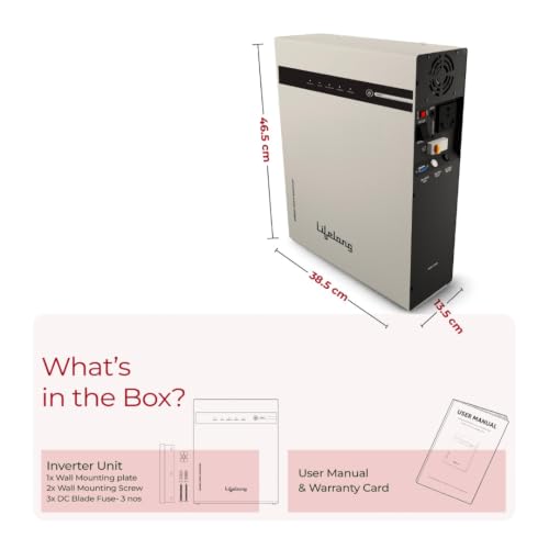 Image of Lifelong Enerzo 1200VA Pure Sine Wave Wall-Mounted Inverter for Home | Inbuilt 100Ah LiFePO4 Lithium Battery (1280Wh) | 2X Fast Charge, LED Indicator, 5+3 Yr Warranty