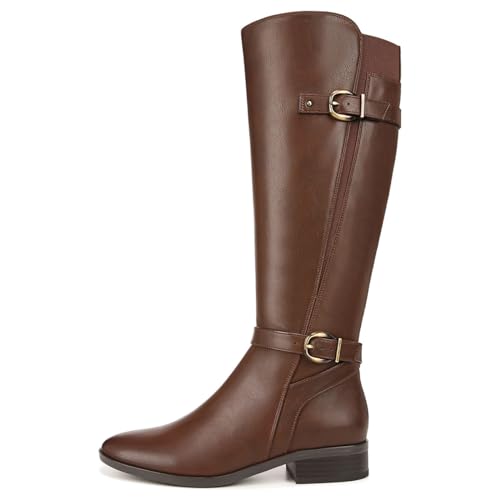 FOWT Women Double Strap Knee High Boots Round Toe Low Heel Riding Boots Size Zipper All Season Shoes Size 4-16 US3