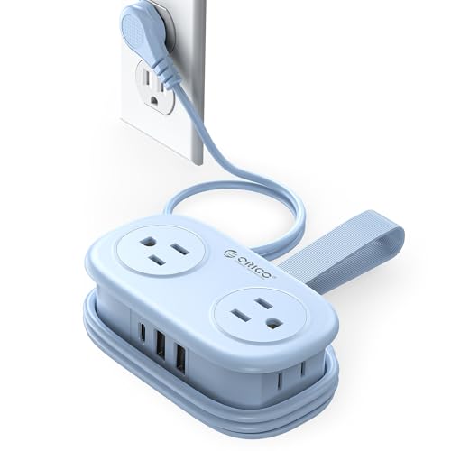 Travel Power Strip with USB C, ORICO 4 Outlets 3 USB Ports (1 USB C) with 4FT Wrapped Short Extension Cord Small Power Strip, Non Surge Protector for Travel, Cruise Ship-AP3