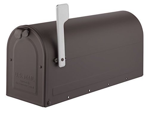Image of Architectural Mailboxes 7600RZ-10 7600RZ-11 MB1 Post Mount Mailbox with Silver Flag, Rubbed Bronze