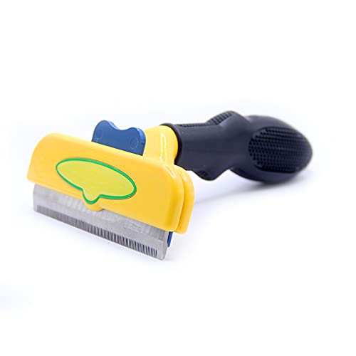 NC Pet Grooming Brush, Deshedding Tool for Dogs & Cats-Effectively Reduces Shedding by up to 90% for Short Medium and Long Pet Hair，Professional Deshedding Tool for Dogs and Cats （Yellow）