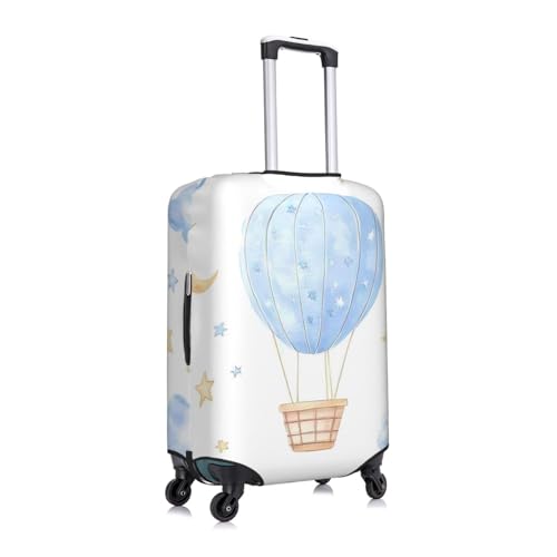 Blue Hot Air Balloon Elastic Travel Luggage Cover, Washable Spandex Suitcase Protector, Anti-Scratch Fits 18-32 Inch3