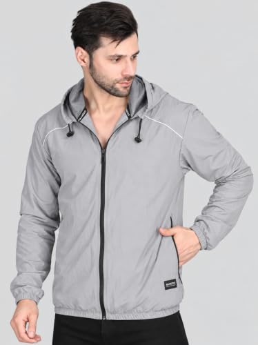 Image of Raincoat for Men Waterproof | Windcheater Jacket for Men | Riding Jacket for Bikers | Water-Resistant Protection with Reflective Safety for Light Rain, Travel & Confidence