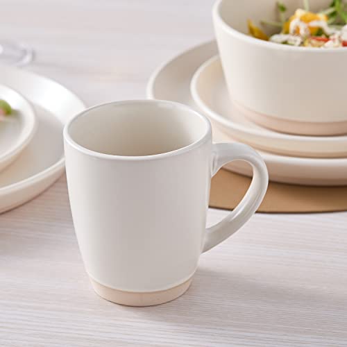 Image of Stone Lain Jules Stoneware 16-Piece Dinnerware Set, Plates and Bowls, Service for 4, Off White, Microwave & Dishwasher Safe