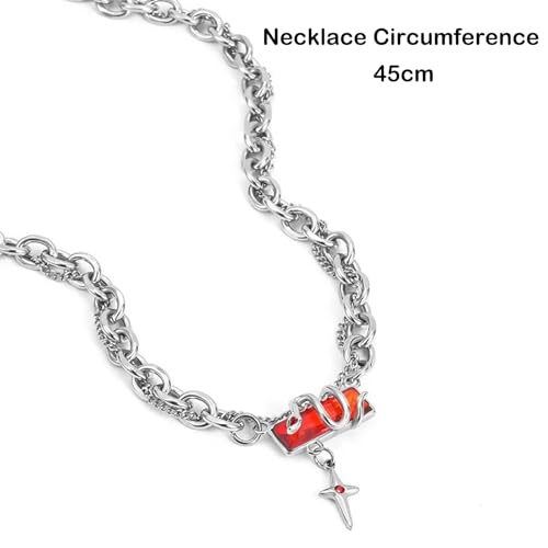 Image of Chain for Man, Stylish Necklace for Men with Celestial Inspired Red Diamond Pendant, Elegant Silver Chain for Men